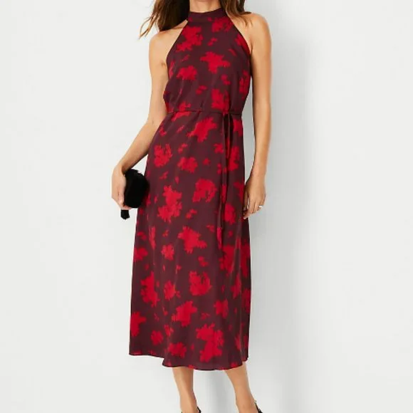 Ann Taylor | Dresses | Ann Taylor Floral Halter Midi Dress Xs Size |  Poshmark